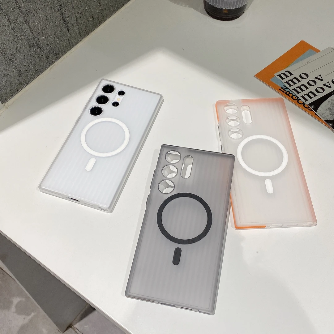 适用于三星s24Ultra 磁吸防滑条手机壳s24超薄保护壳全包不沾指纹