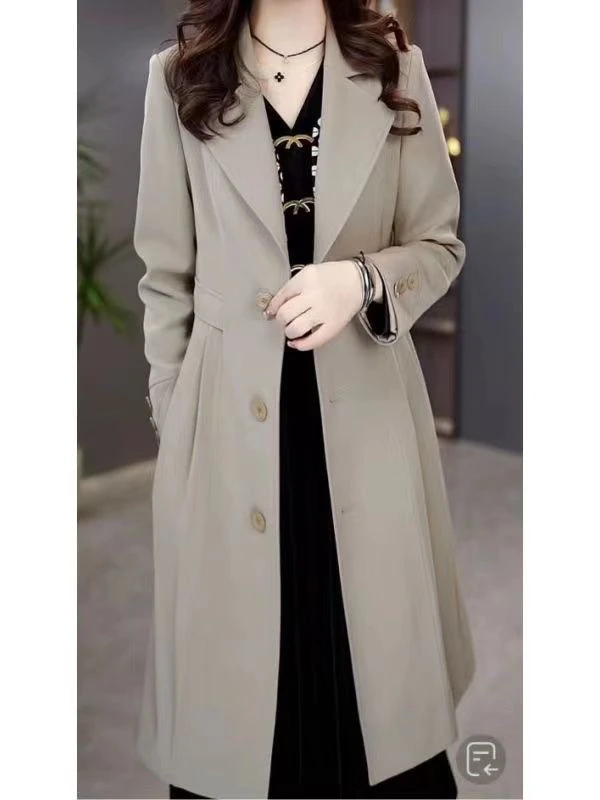 2023秋冬季新款时尚气质超显瘦洋气百搭修身女人味中长款风衣外套