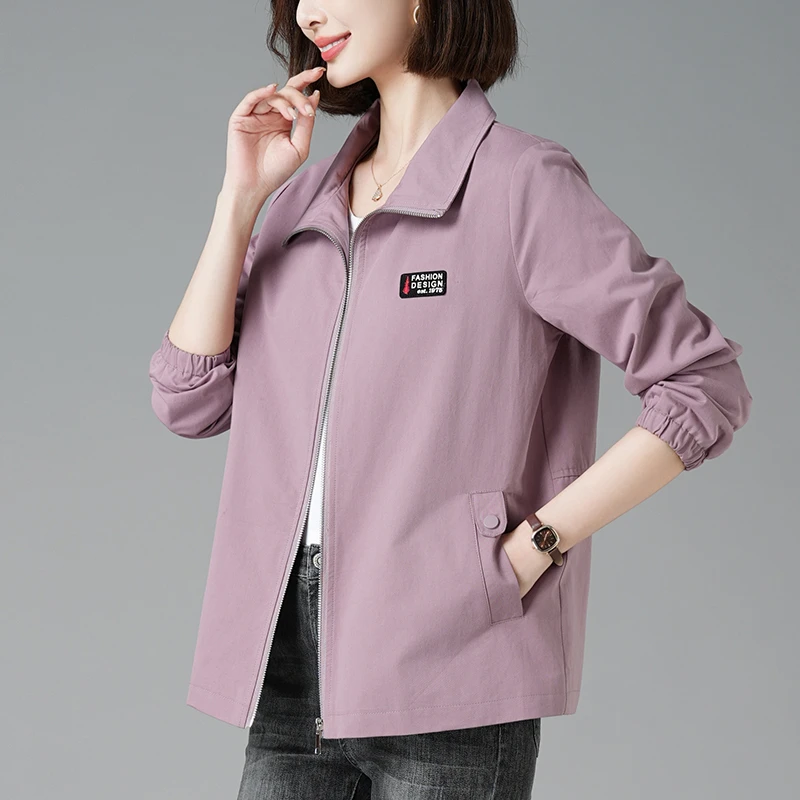 中老年妈妈春秋季女外套休闲时尚宽松小个子女士洋气上衣韩版短款
