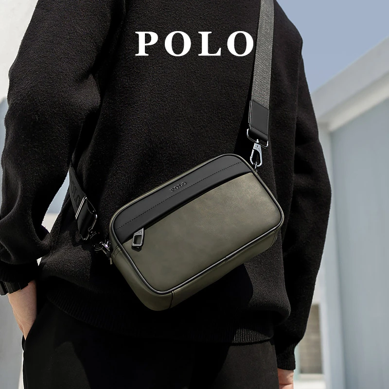 POLO斜挎包男款小包男士单肩包个性撞色新款时尚挎包潮流男包百搭