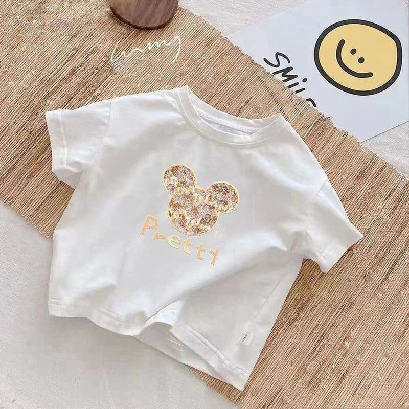 儿童短袖t恤纯棉100%薄款白色夏季新款中小童上衣男女童打底衫潮T