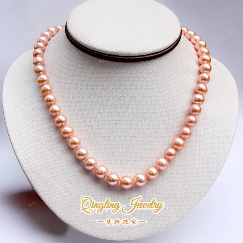 【金陵扶光】淡水强光气质金色珍珠项链9-13mm（含北大大证）