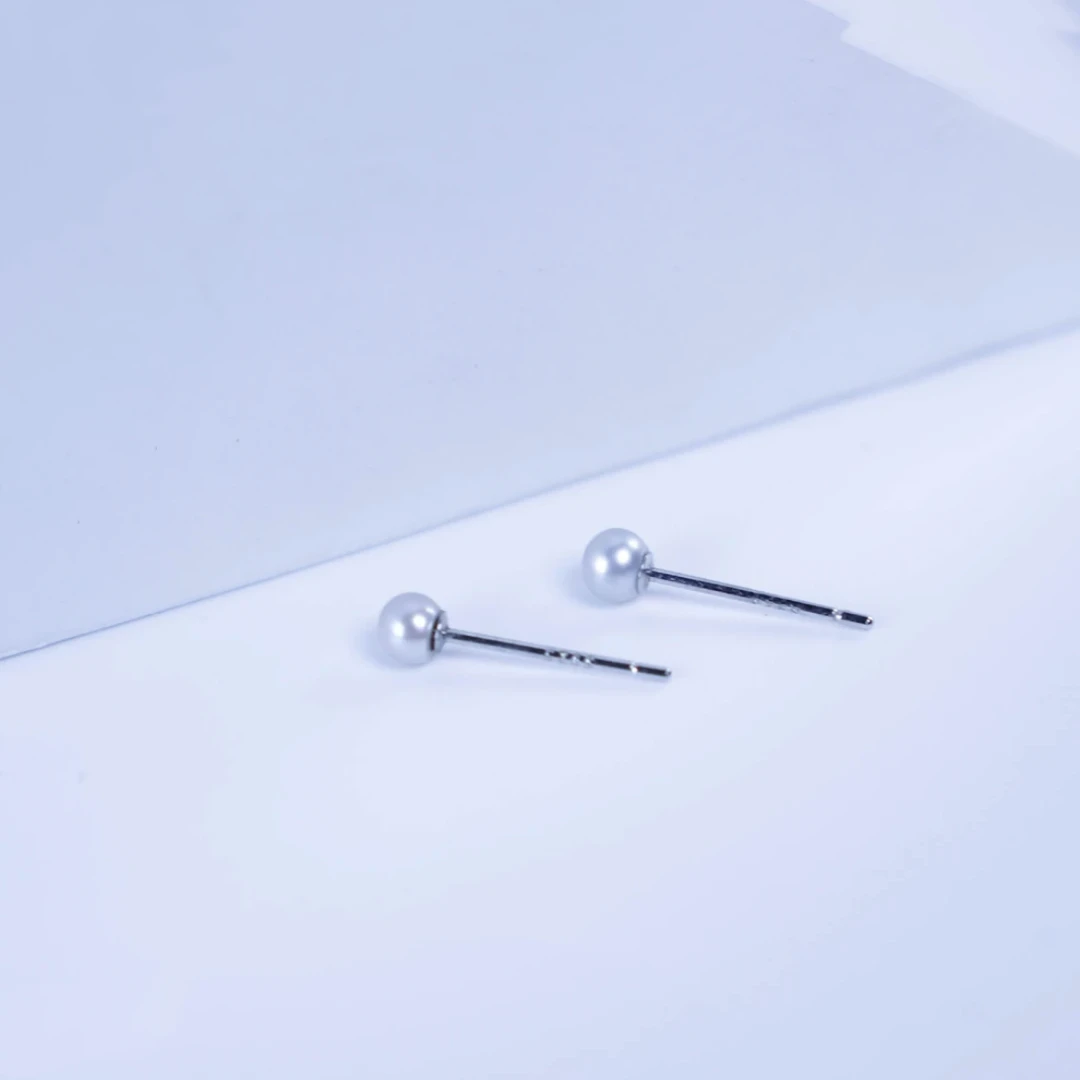 【时尚宠儿】海水真多麻气质正圆珍珠耳钉 3-4mm不带证非基地发货