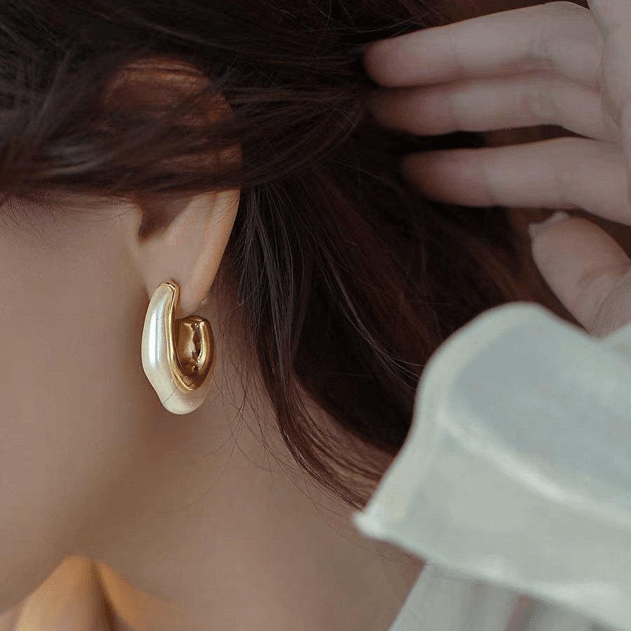 铜合金仿珍珠耳饰 e222-35气质贝珠