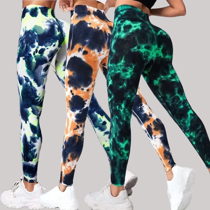 2023新色滴染瑜伽裤高腰提臀健身长裤紧身运动裤女yoga leggings