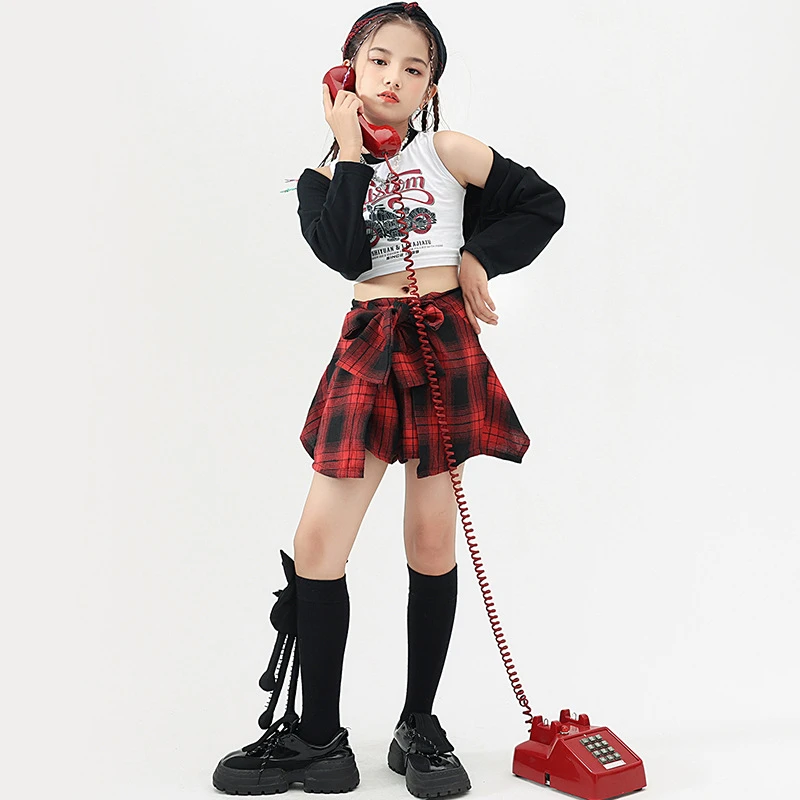 儿童爵士舞服装女童韩版长袖披肩套装少儿元旦jazz表演出潮服秋冬