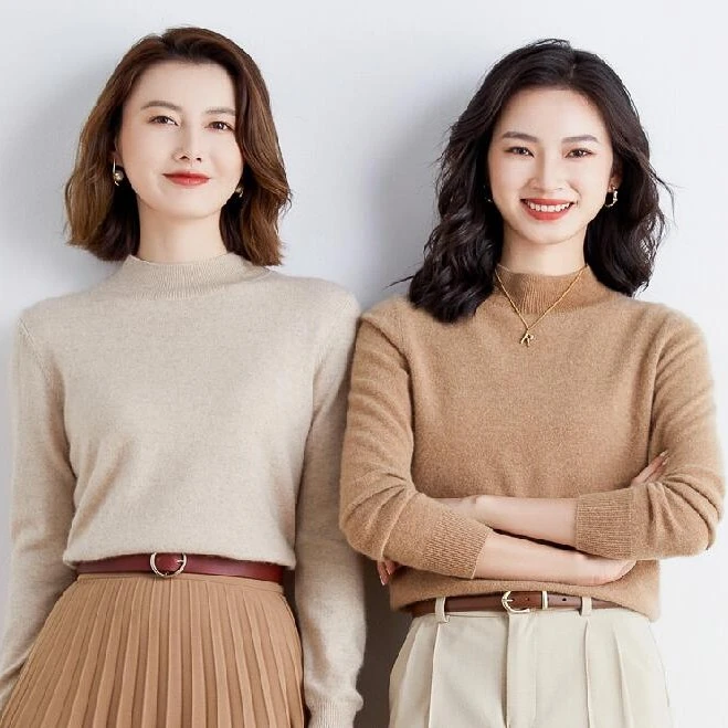 【现货宠粉】秋冬半高领毛衣女秋冬内搭套头打底衫修身洋气针织上衣