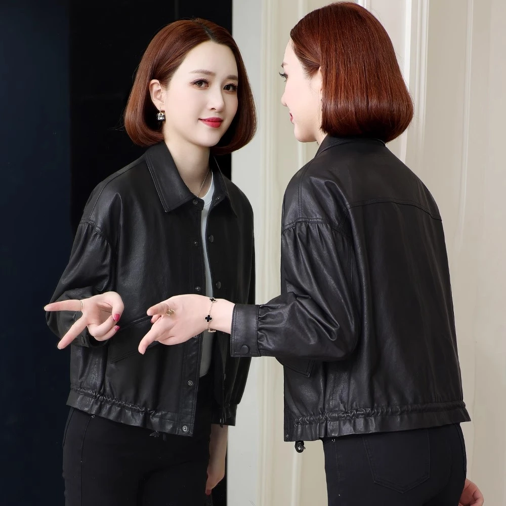 纯绵羊皮夹克外套短款2025年秋冬新款休闲妈妈海宁显瘦真皮皮衣女