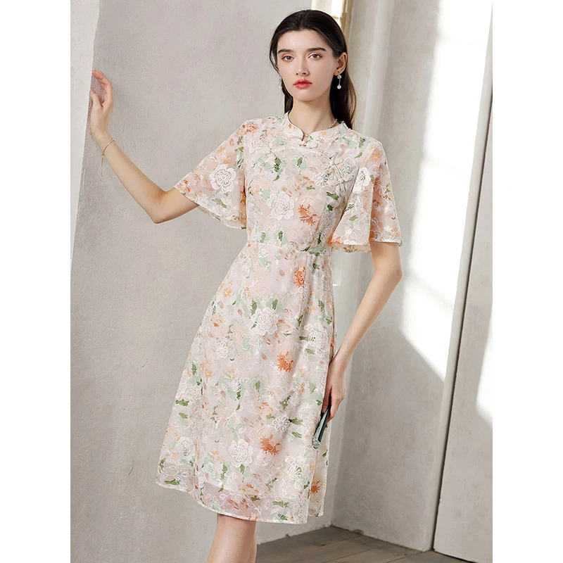 时尚气质连衣裙女夏2025年夏季新款女装国风复古雪纺显瘦气质裙子