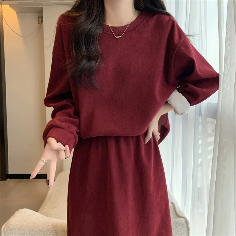 卫衣套装裙休闲卫衣套装女秋季2023气质显瘦减龄上衣半裙时尚两件