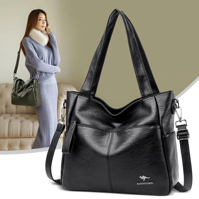 米琦袋鼠品牌时尚百搭大容量单肩包2025新款软皮送妈妈手提斜挎包