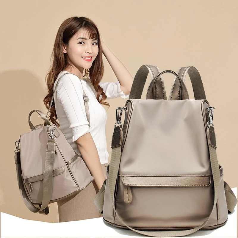 米琦袋鼠双肩包女2025新款时尚牛津布防水女士背包大容量休闲百搭