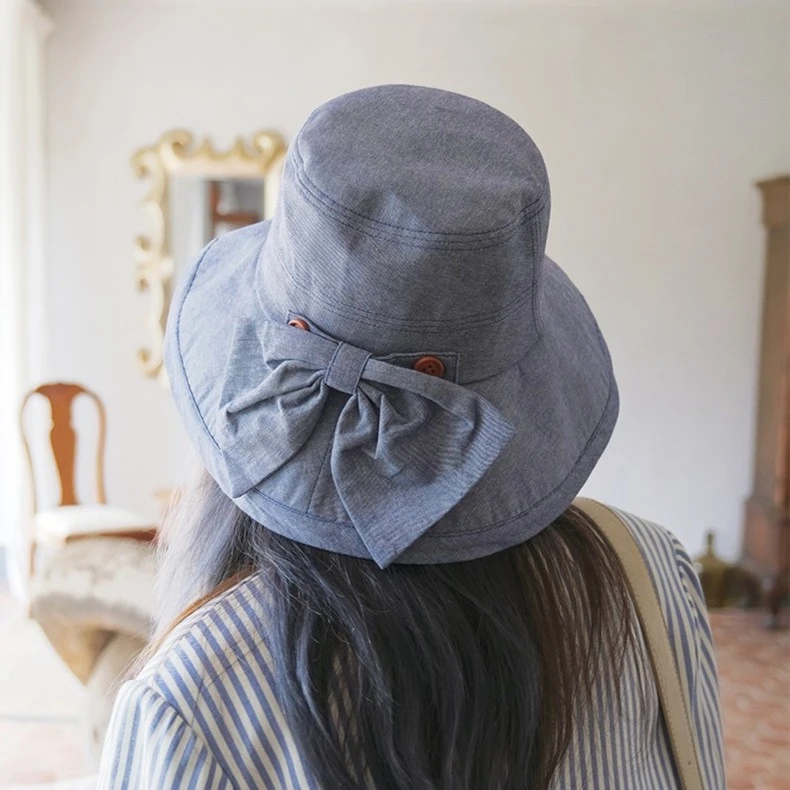 日本商场棉布渔夫帽大帽檐日系可折叠防晒遮阳渔夫帽防紫外线