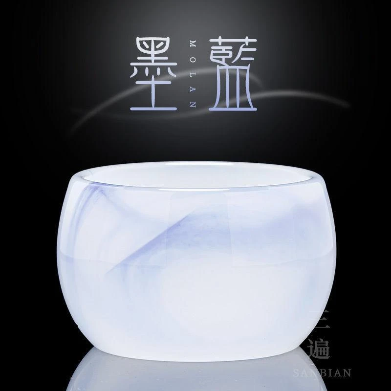 墨蓝琉璃杯子玉瓷品茗杯耐热加厚大号建盏主人杯单功夫茶具茶杯