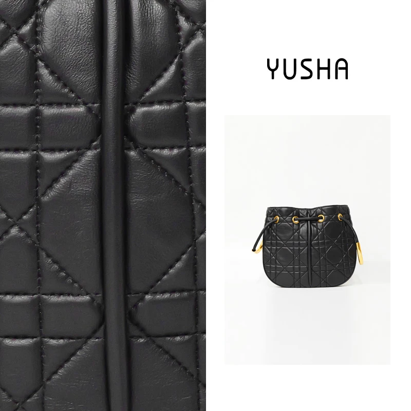 YUSHA/高档黑色羊皮绣线单肩包-3635