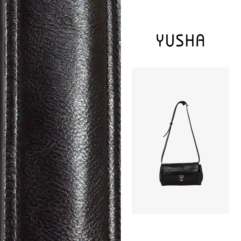 YUSHA/高档真皮咖色植鞣斜挎包-3338A