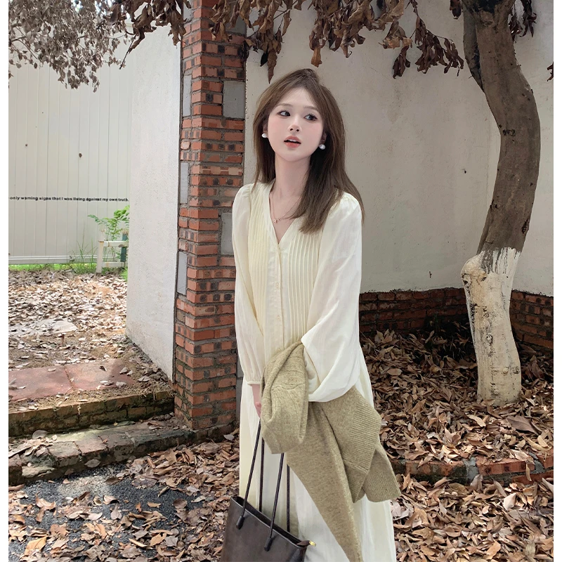 FUGUI RICH【风铃屿】小个子法式长袖连衣裙中长款裙子 26243L2726