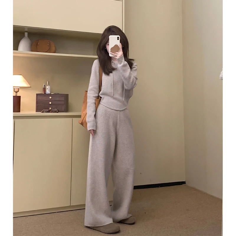 FUGUI RICH 现货【两件套】小个子毛织上衣+裤子套装冬 26243TZ7341