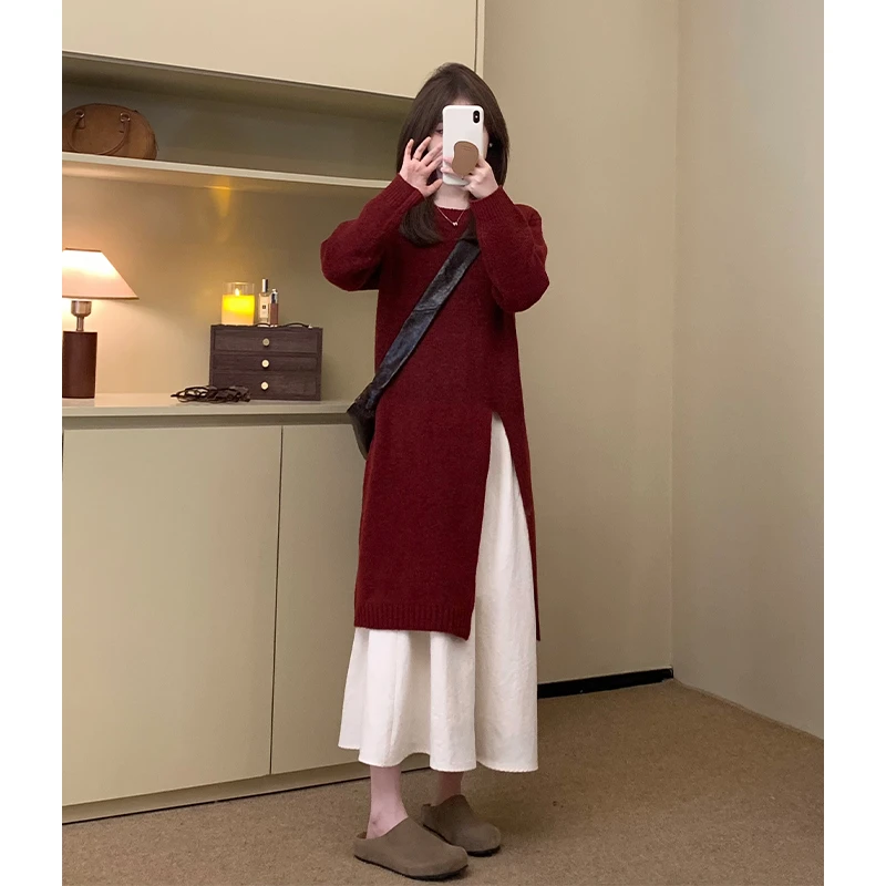 FUGUI RICH单红色毛衣【一眼心动】小个子连衣裙红色裙 26243L8401