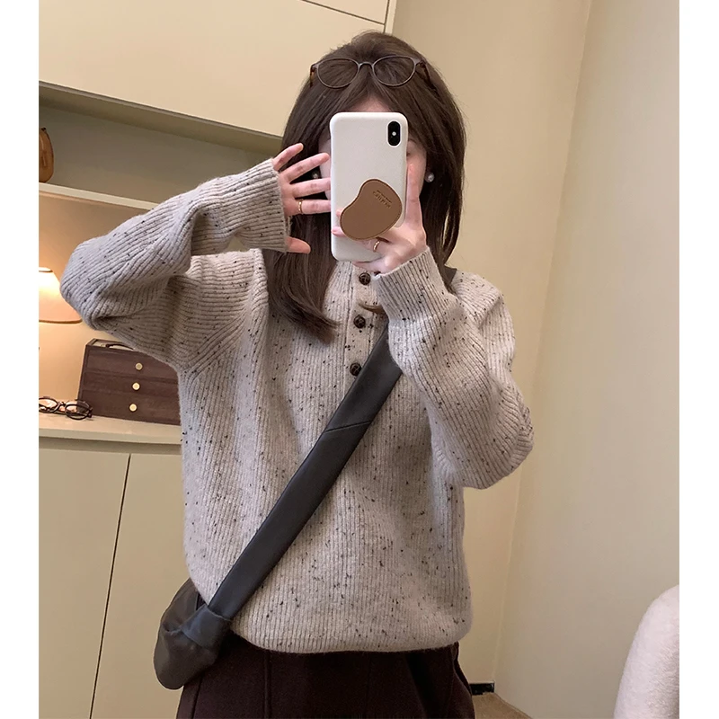 FUGUI RICH 小个子半高领针织毛衣女小众设计感上衣冬 26243M7248