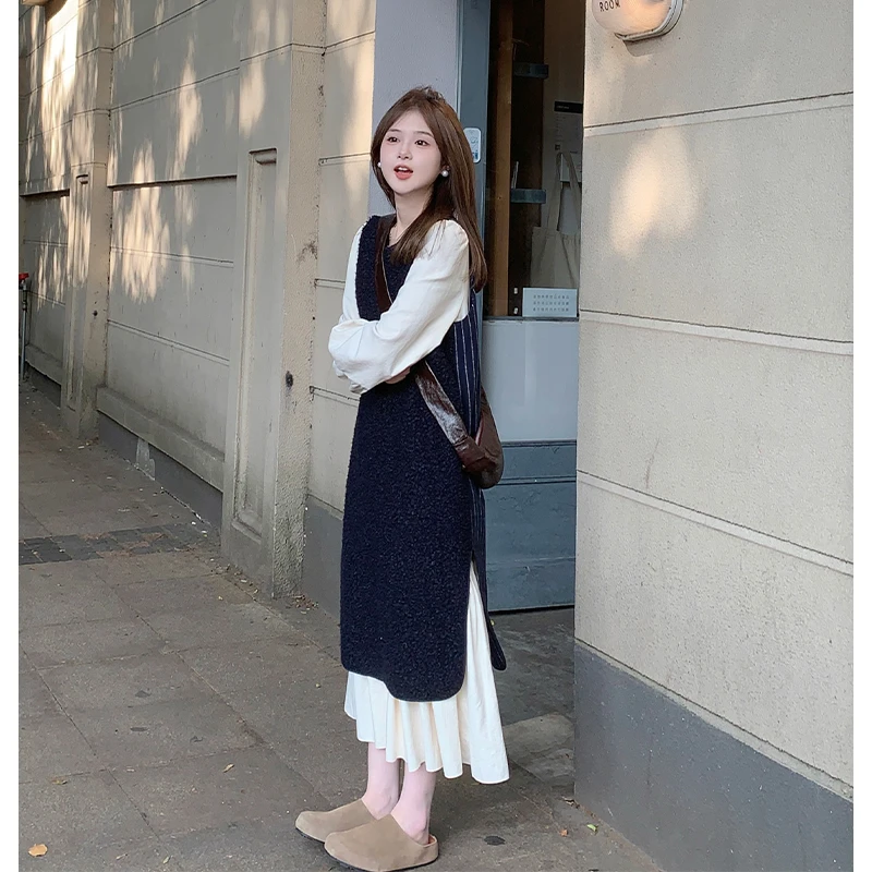 FUGUI RICH【真两件】小个子真两件连衣裙女秋冬两件套 26243L3733