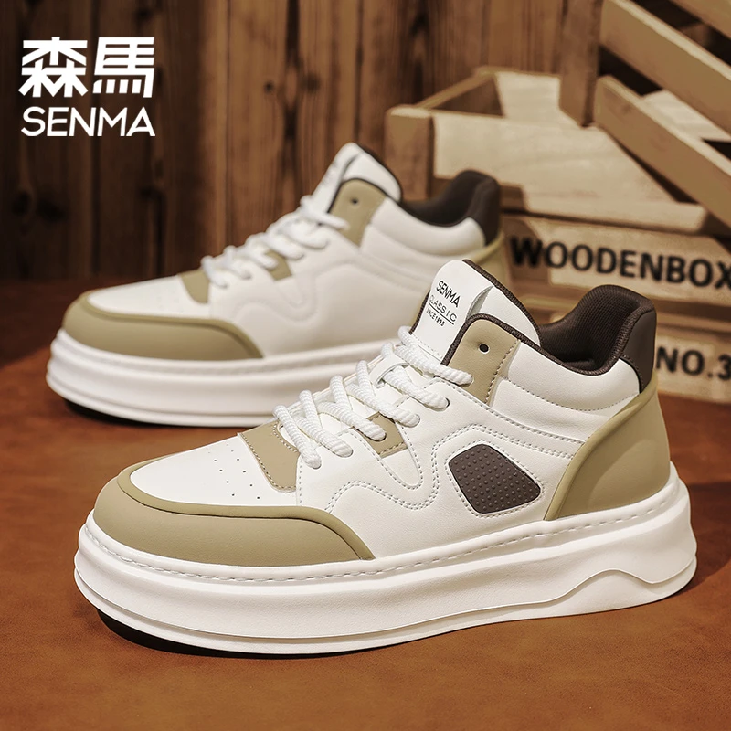 森马男鞋春季厚底高帮潮流滑板鞋学生小白鞋防水防滑舒适休闲板鞋
