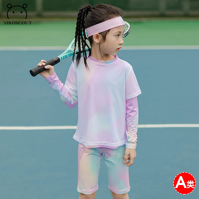 儿童户外速干衣训练健身跑步女童瑜伽服防晒吸湿排汗专业运动套装