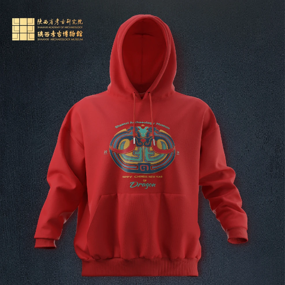 龙年博物馆联名春秋款宽松连帽加绒本命年卫衣（男女同款）团圆龙