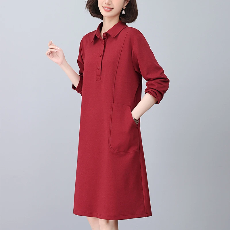 9837春秋连衣裙2024新款女长袖气质独特超好看中年妈妈裙子早秋季
