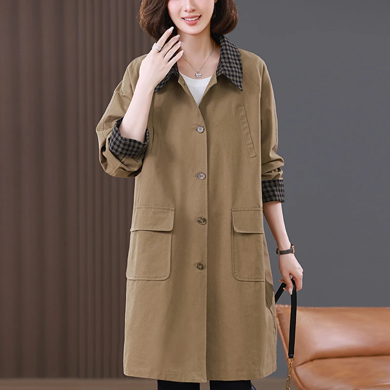 1639胖mm大码女装中长款风衣2024新款中年妈妈装气质春秋装风衣