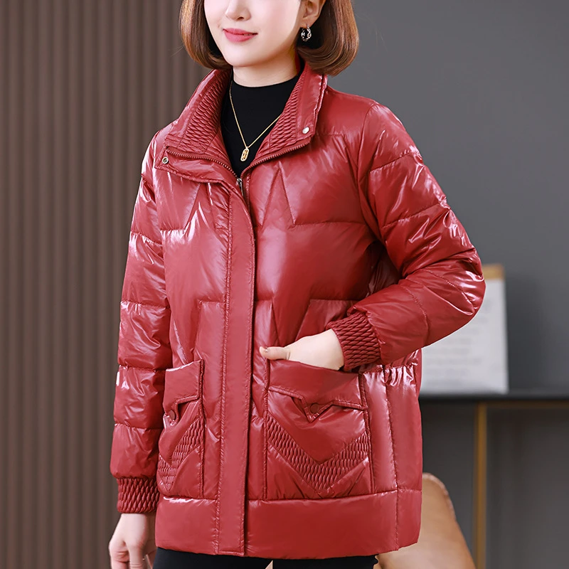 2362洋气减龄羽绒棉服女2024冬新款中年妈妈时尚立领加厚保暖棉袄