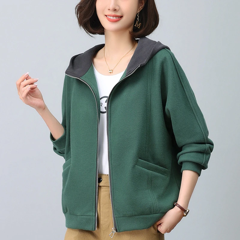 1309开衫卫衣女外套2024年秋季新款宽松连帽休闲上衣早秋妈妈女装