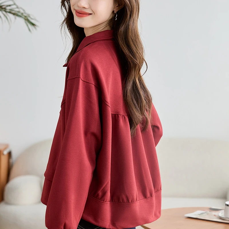 2426半拉链卫衣女短款2024春秋新款时尚宽松洋气小个子百搭上衣