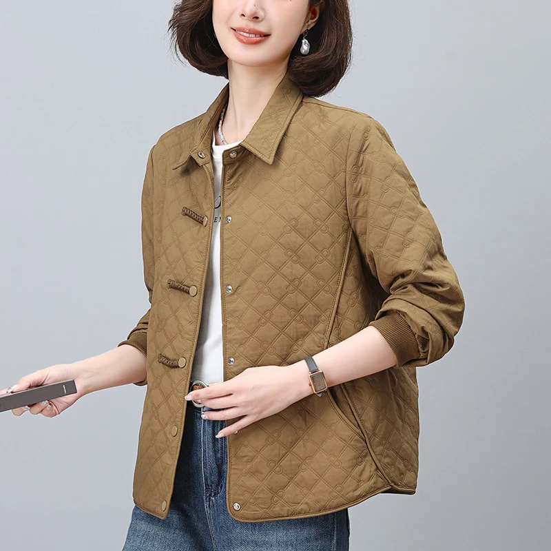 2427早春外套女春秋款2024新款中年妈妈装休闲减龄洋气翻领夹克