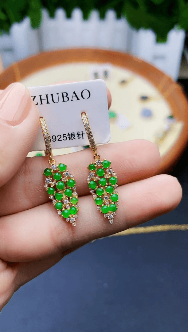 【闪购商品】翡翠耳饰银S925镶嵌1