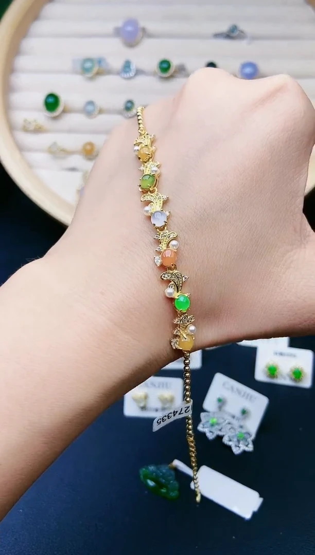 【闪购商品】翡翠手链银S925镶嵌111111