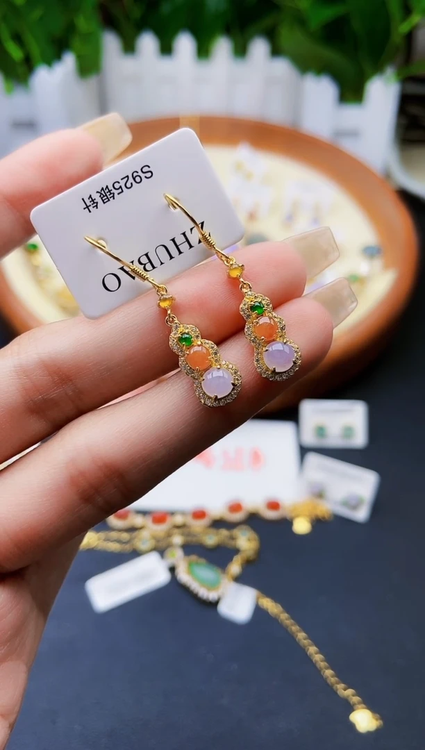 【闪购商品】翡翠耳饰银S925镶嵌1
