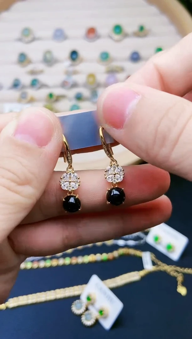 【闪购商品】翡翠耳饰银S925镶嵌111111111