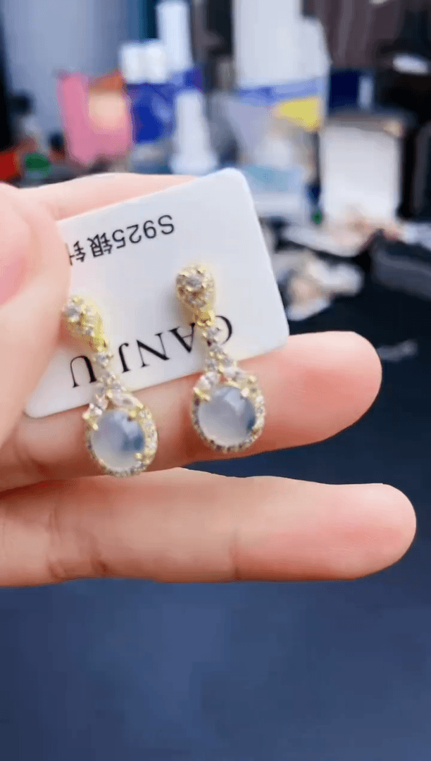【闪购商品】翡翠耳饰银S925镶嵌15151