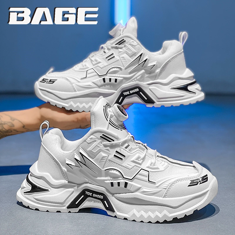 八哥莆田男鞋冬季透气网面青少年潮牌休闲跑步运动厚底机甲老爹鞋