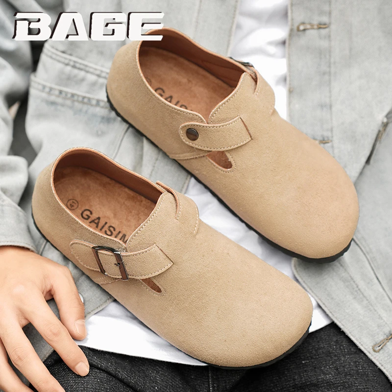 八哥勃肯鞋男款冬季懒人一脚蹬办公室男士包头拖鞋运动休闲全包跟