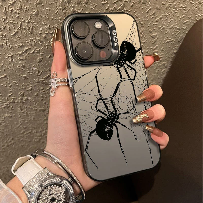两只黑蜘蛛适用苹果15promax手机壳高级iPhone14/13/12小众保护壳