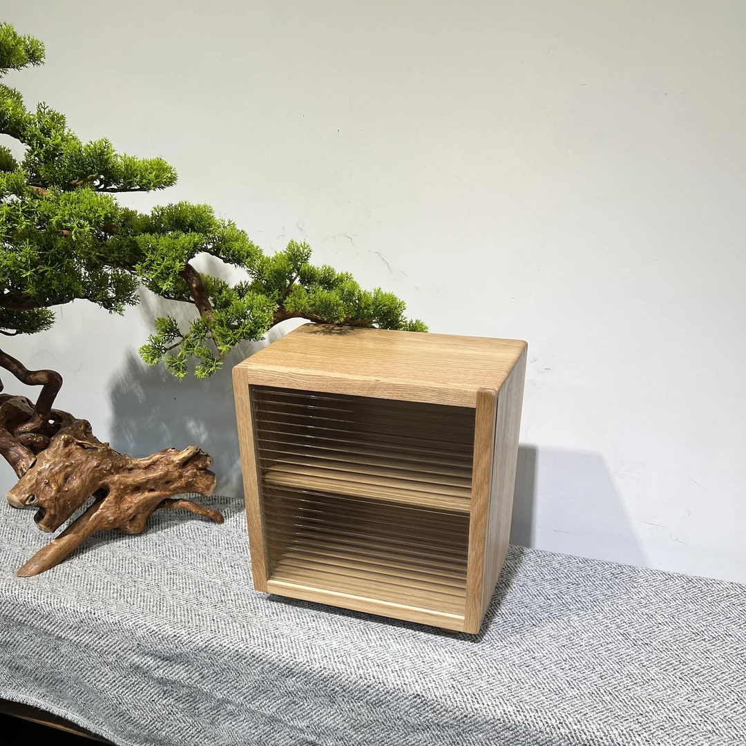 【微瑕】北美红橡实木防尘餐边柜新中式收纳柜 30-20-32.5cm