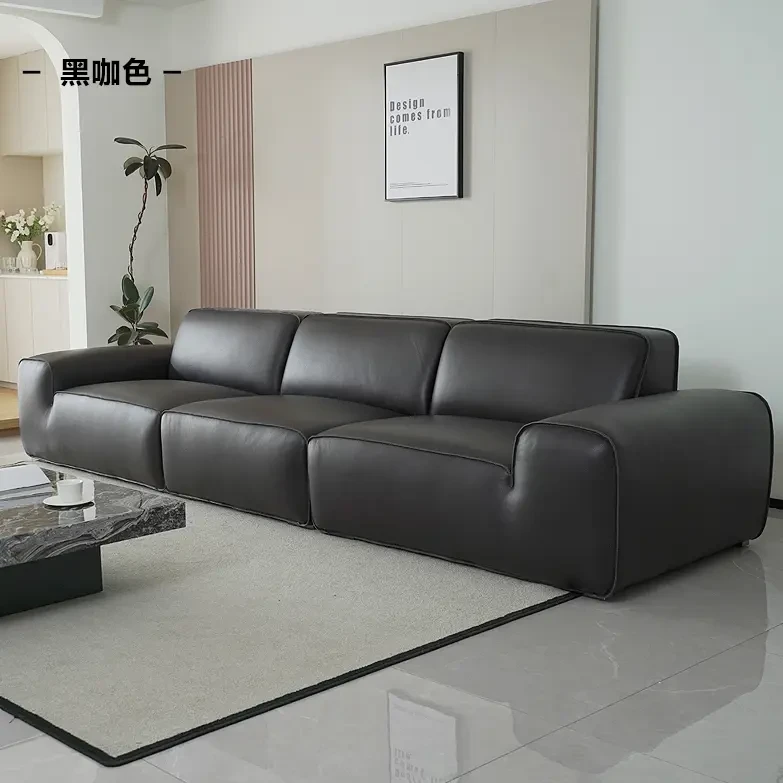 大黑牛真皮沙发组合意式极简360度全真皮直排夏图沙发头层牛皮