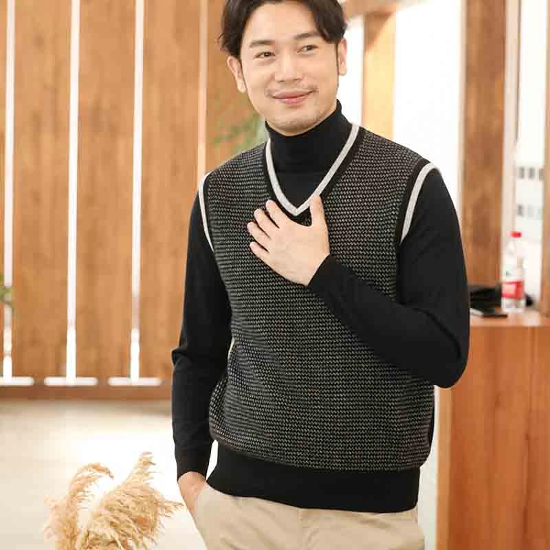 2024秋冬新款男士100纯羊绒衫背心毛衣马夹