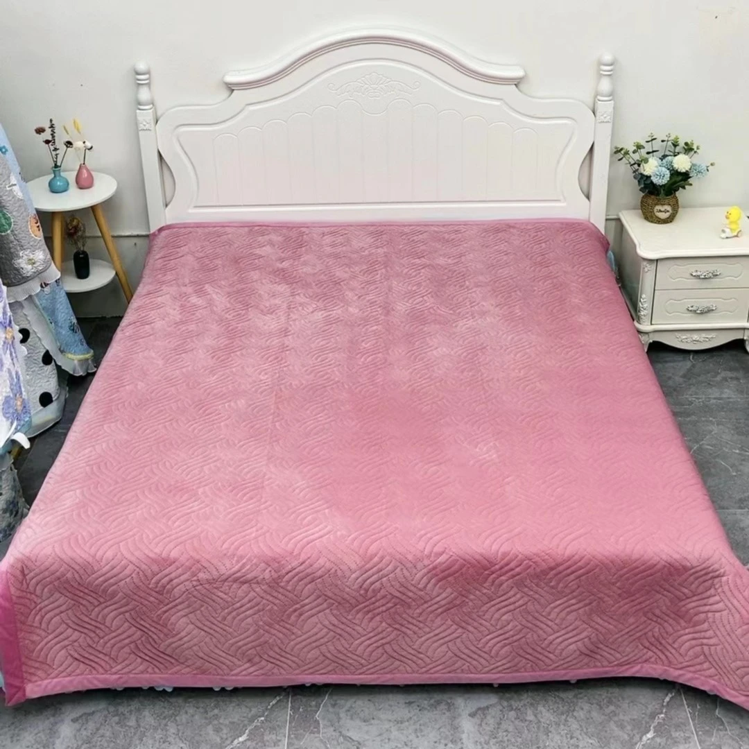 2.3*2.5加大宝宝绒三层加棉素色床盖《总款》床盖直播