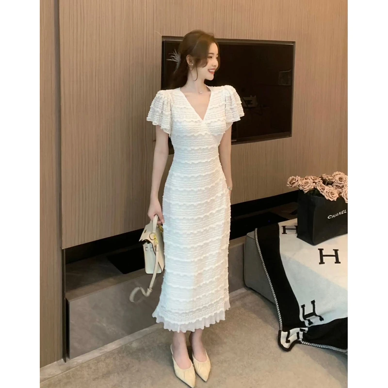 2023夏季新款女时尚气质感名媛女神约会蕾丝茶歇法式甜美连衣裙女