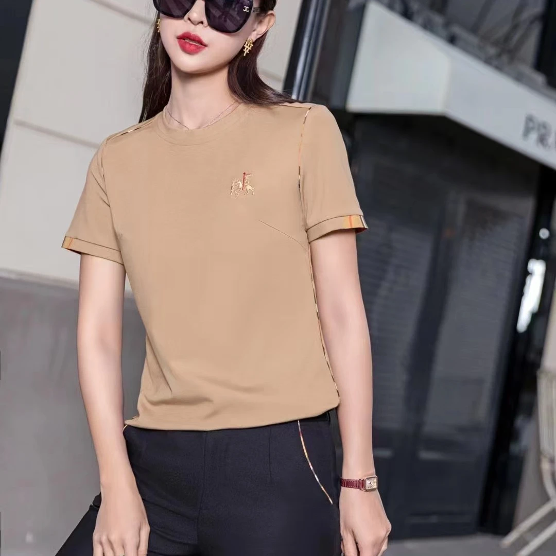2025春夏新款百搭时尚条纹高温刺绣休闲T恤8120夏季半袖潮流