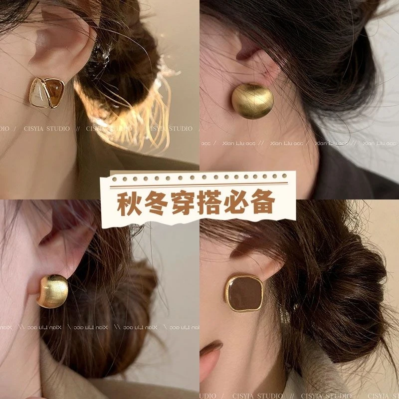 复古法式耳钉2023新款爆款秋冬拉德气质耳环设计小众高级耳饰