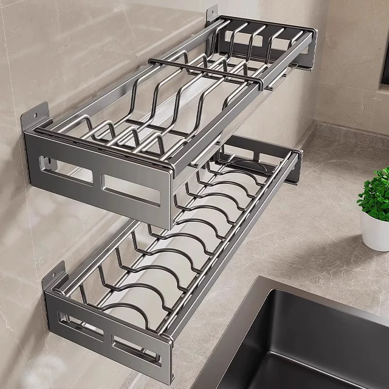 碗架碗盘沥水架免打孔碗柜墙上碗碟收纳架厨房多功能壁挂式置物架